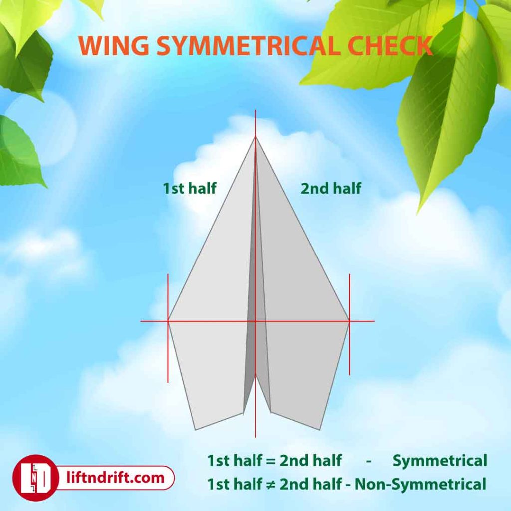paper airplane symmetrical wing check