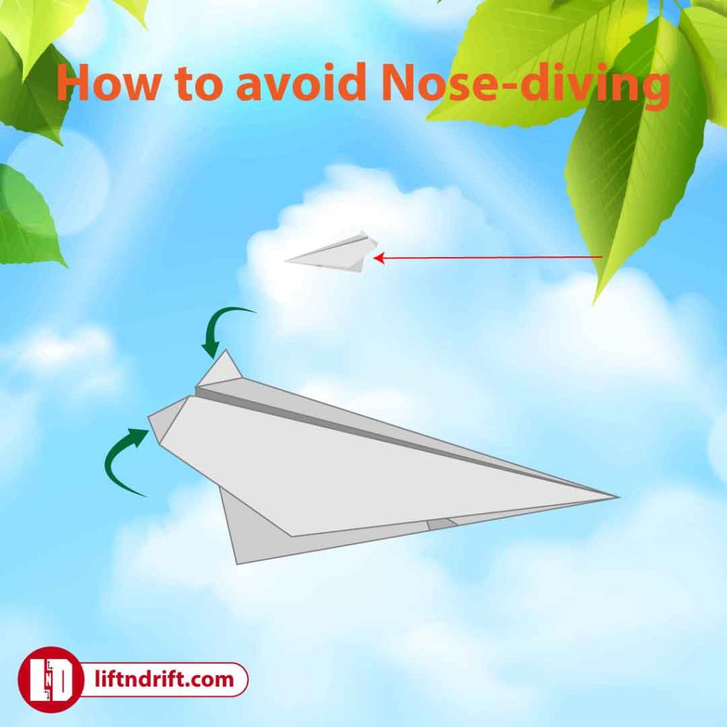How to avoie nose diving in paper airplane, paper airplane physics